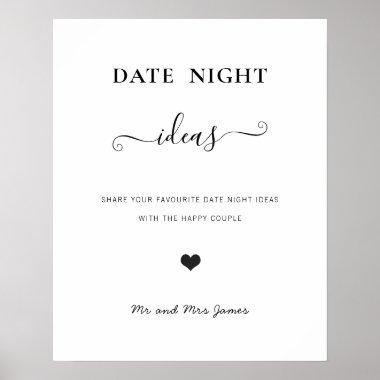 Date Night Jar Sign Wedding Advice Shower Modern