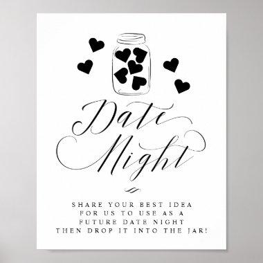 Date Night Mason Jar Hearts Script Wedding Sign