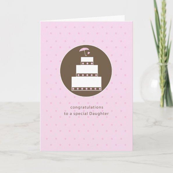 Daughter, Bridal Shower Cake, Brown, Pink Invitations