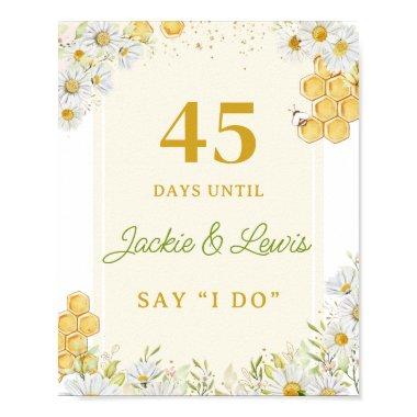 Days Until Wedding Bumblebee Daisy Bridal Shower Poster