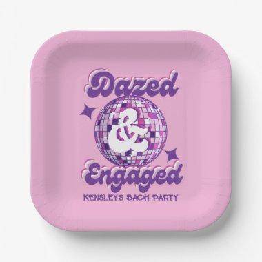 Dazed & Engaged Retro Disco Bachelorette Party Paper Plates