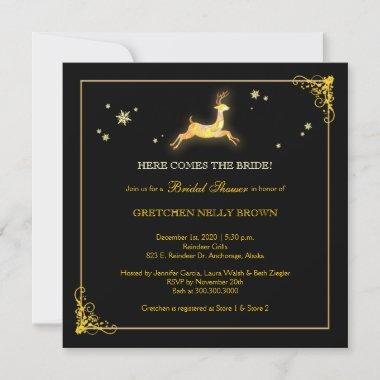 December Caribou Winter Bridal Shower Invitations
