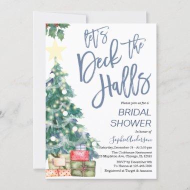 Deck the Halls Winter Christmas Bridal Shower Invitations