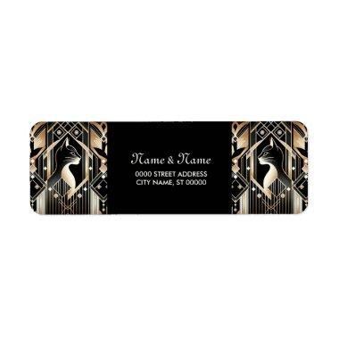 Decorative Black Cat Abstract Return Address Label