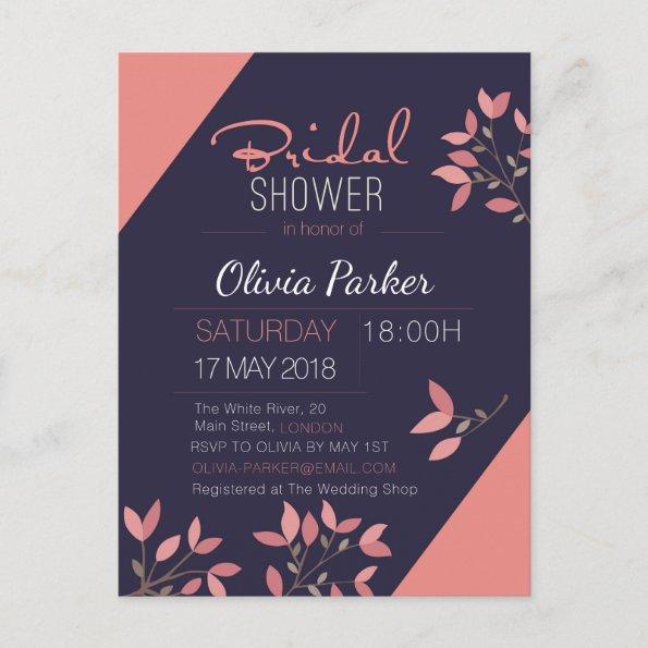 Decorative Floral Bridal Shower PostInvitations