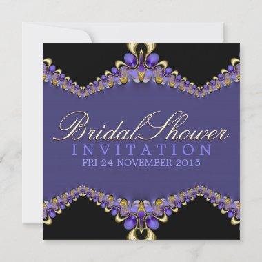 Decorative Purple Bridal Shower Party Invitations