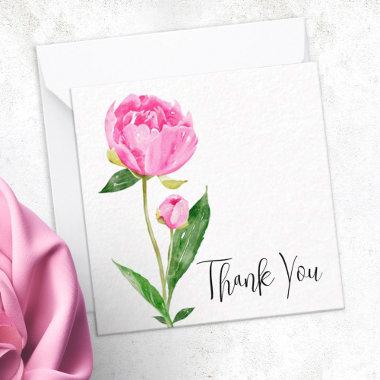 Deep Pink Peony Illustrated Thank You Note Invitations