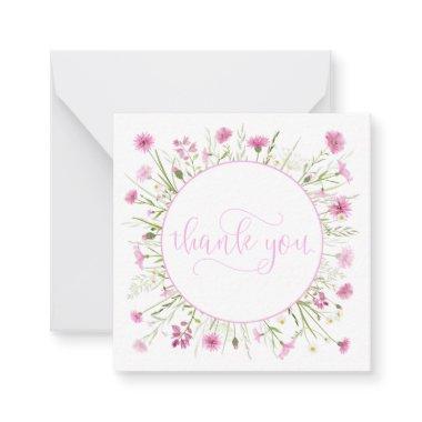 Deep Pink Wildflower Thank You Pretty Script Font Note