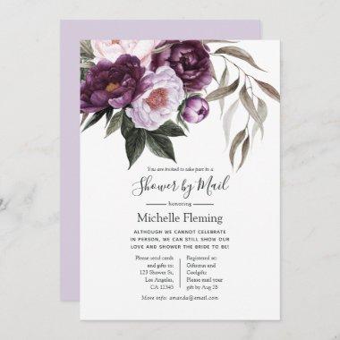 Deep Velvet Floral Bridal or Baby Shower by Mail Invitations