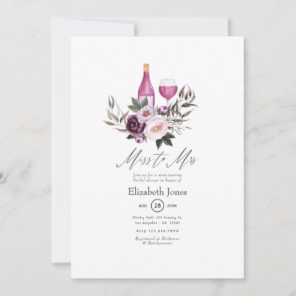 Deep Velvet Floral Wine themed Bridal Shower Invitations