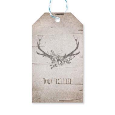 Deer Antlers & Birch Vintage Wedding Favor Gift Tags