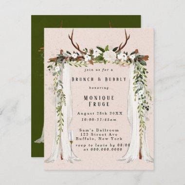 Deer Antlers White Canopy Brunch & Bubbly Invites