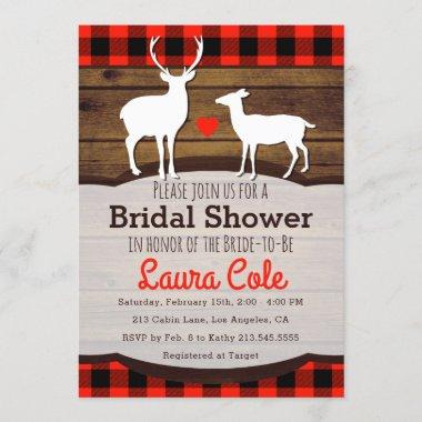 Deer Flannel Woodsy Bridal Shower Invitations
