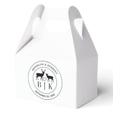 Deer Monogram Rustic Country Wedding Couple Name Favor Boxes
