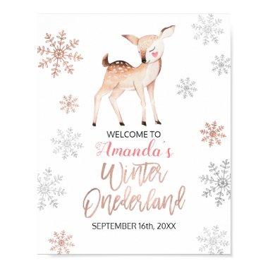 Deer Winter Snowflakes ONEderland Birthday Welcome Poster