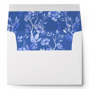 Delft Blue White Chinoiserie Botanical Garden Envelope