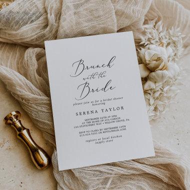 Delicate Black Brunch with the Bride Bridal Shower Invitations