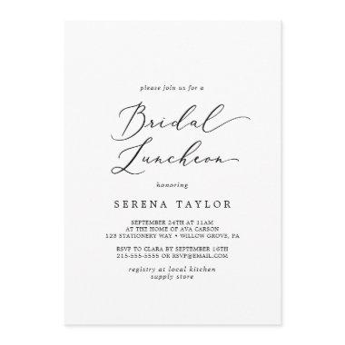 Delicate Black Calligraphy Bridal Luncheon Invitations