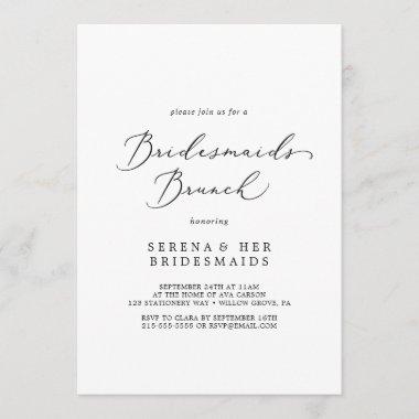 Delicate Black Calligraphy Bridesmaids Brunch Invitations