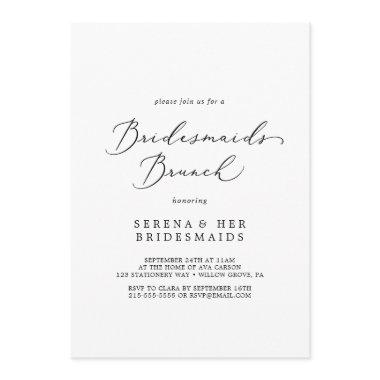 Delicate Black Calligraphy Bridesmaids Brunch Invitations