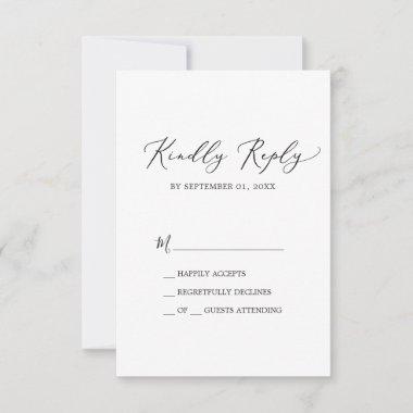 Delicate Black Calligraphy Simple RSVP Card