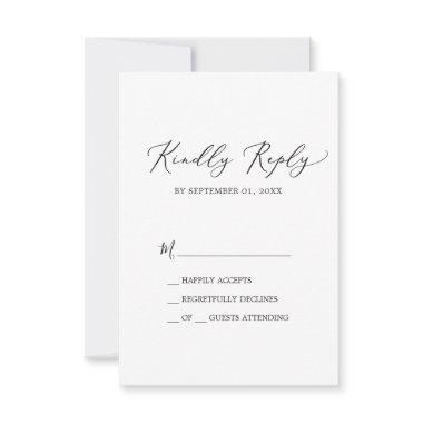 Delicate Black Calligraphy Simple RSVP Card