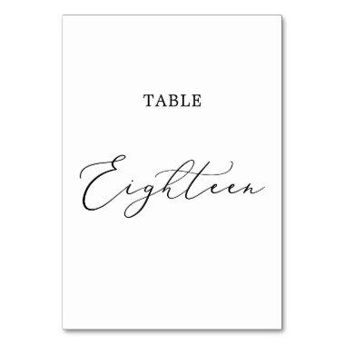 Delicate Black Calligraphy Table Eighteen Table Number