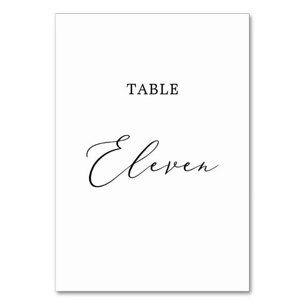 Delicate Black Calligraphy Table Eleven Table Number