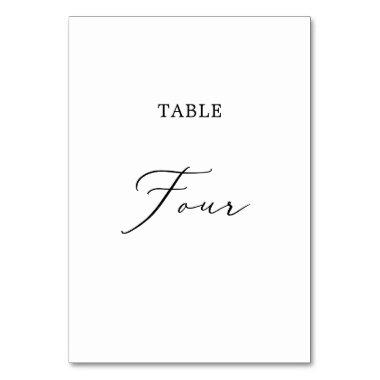 Delicate Black Calligraphy Table Four Table Number