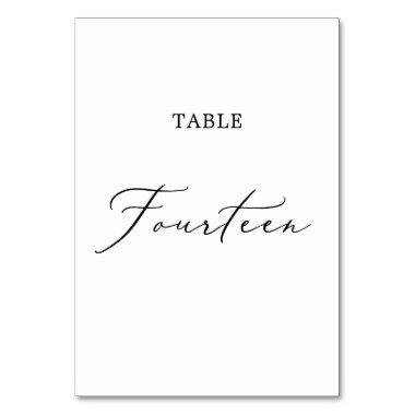 Delicate Black Calligraphy Table Fourteen Table Number