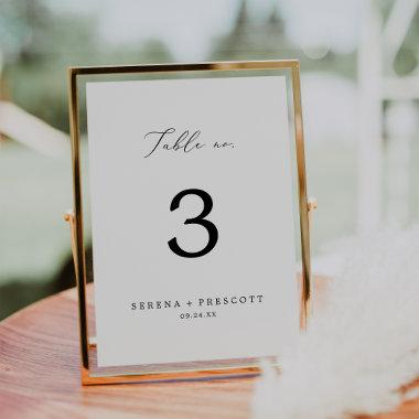 Delicate Black Calligraphy Table Number