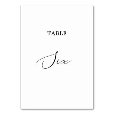 Delicate Black Calligraphy Table Six Table Number