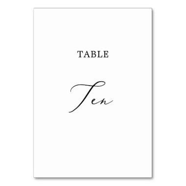 Delicate Black Calligraphy Table Ten Table Number
