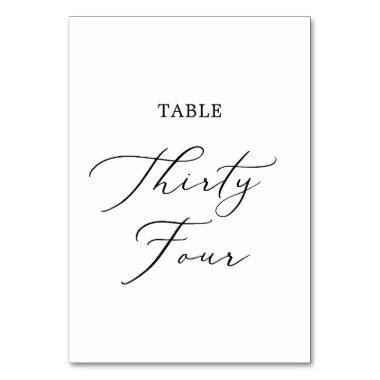 Delicate Black Calligraphy Table Thirty Four Table Number
