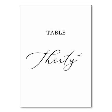 Delicate Black Calligraphy Table Thirty Table Number
