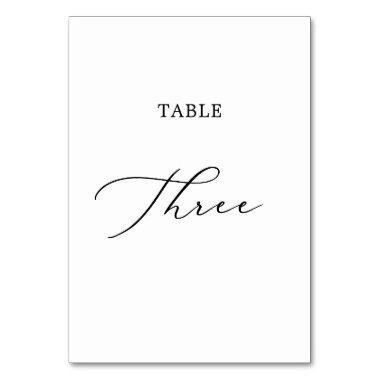 Delicate Black Calligraphy Table Three Table Number
