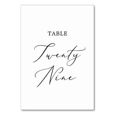 Delicate Black Calligraphy Table Twenty Nine Table Number