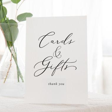 Delicate Black Calligraphy Wedding  and Gifts Pedestal Sign