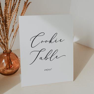 Delicate Black Calligraphy Wedding Cookie Table Pedestal Sign