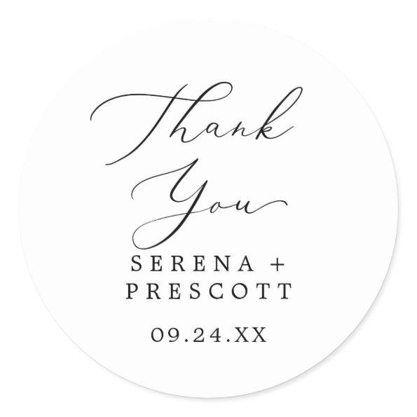 Delicate Black Thank You Wedding Favor Sticker