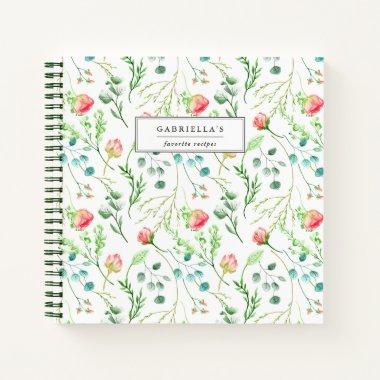 Delicate Blooms Personalized Recipe Notebook