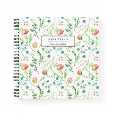 Delicate Blooms Personalized Recipe Notebook