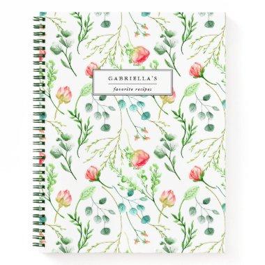 Delicate Blooms Personalized Recipe Notebook