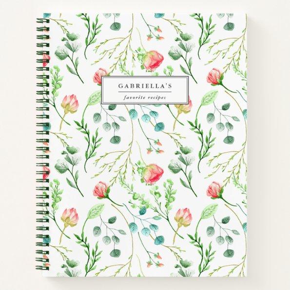 Delicate Blooms Personalized Recipe Notebook