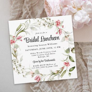 Delicate Blossoms Watercolor Bridal Luncheon Invitations