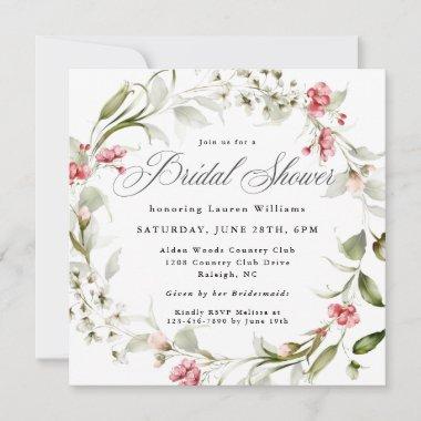 Delicate Blossoms Watercolor Bridal Shower Invitations