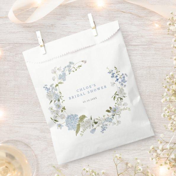 Delicate Blue Floral Wreath  Favor Bag