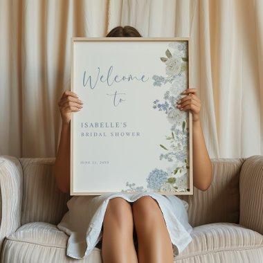 Delicate Blue Green Floral  Welcome Poster