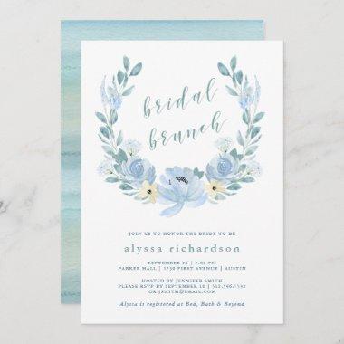 Delicate Blue | Watercolor Floral Bridal Brunch Invitations