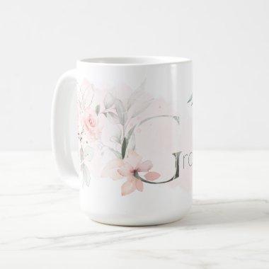 Delicate Blush Pink Rose Monogram Letter G Coffee Mug